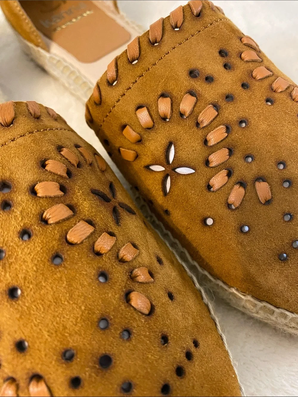 Kanna Pippa Tan Stitched Suede D’Orsay Flatform Espadrilles 11